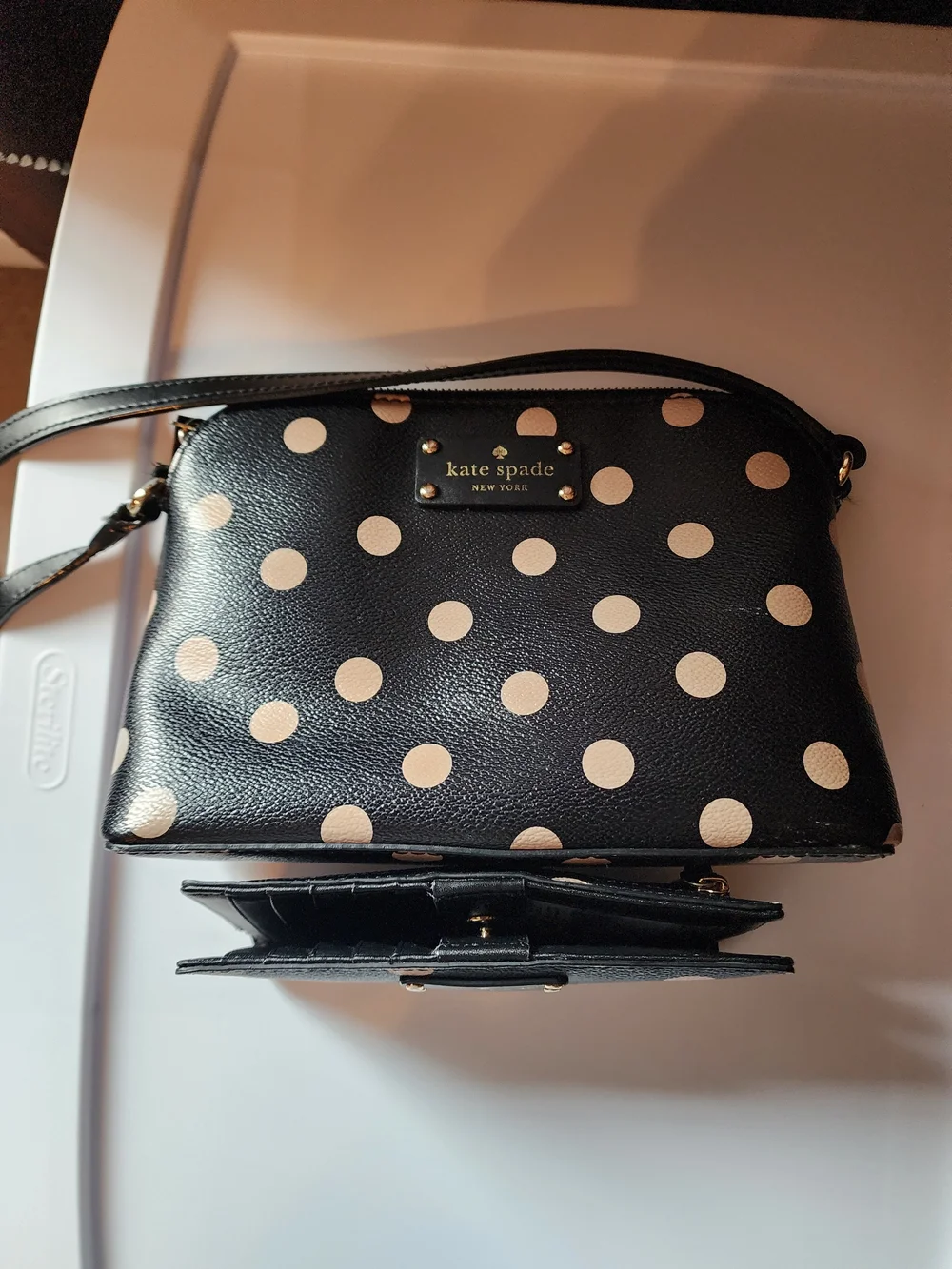 Kate Spade New York Wellesley Black Polka Dot Crossbody Bag & Stacy Wallet Bundl
